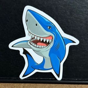 GREAT WHITE SHARK CARTOON STICKER